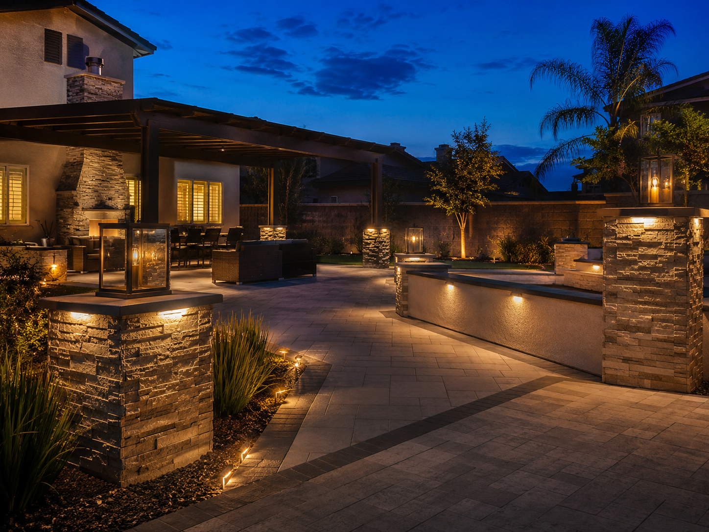 Modern pavers & lighting project